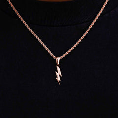 Micro Simple Lighting Bolt Pendant in Rose Gold