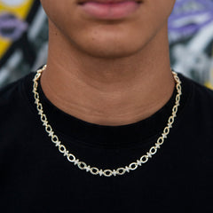 Iced Star Cable Link Chain - Yellow Gold