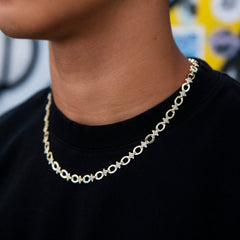 Iced Star Cable Link Chain - Yellow Gold