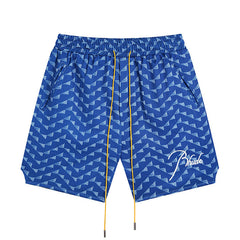 Rhude Letter Embroidered Hip Hop Casual Split Shorts
