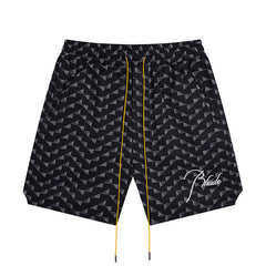 Rhude Letter Embroidered Hip Hop Casual Split Shorts