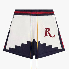 RHUDE Saint Croix Straight-Leg Logo-Appliqu¨¦d Intarsia Cotton Drawstring Shorts