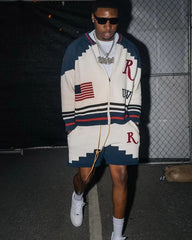 RHUDE Saint Croix Straight-Leg Logo-Appliqu¨¦d Intarsia Cotton Drawstring Shorts