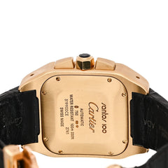 18K Yellow Gold Alligator 41.5mm Santos 100 Chronograph Automatic Watch