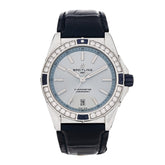 Stainless Steel Alligator Diamond Bezel 38mm Chronomat Automatic Watch Ice Blue A17356