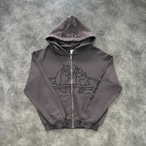 Broken Planet Black Print Zip-Up Hoodie