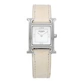 Stainless Steel Alligator Diamond Bezel Mother of Pearl 21mm Heure H Hour Quartz Watch Blanc