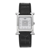 Stainless Steel Alligator Diamond Mother of Pearl 26mm Heure H Hour Quartz Watch Noir