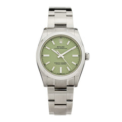 Stainless Steel 34mm Oyster Perpetual Watch Pistachio 124200