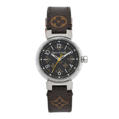 Stainless Steel Monogram 28mm Tambour Quartz Watch Brown