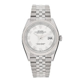 Stainless Steel 18K White Gold 36mm Oyster Perpetual Datejust Watch White Roman 126234