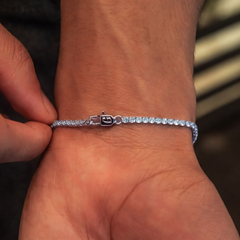 Blue Topaz Micro Tennis Bracelet in White Gold - 2mm