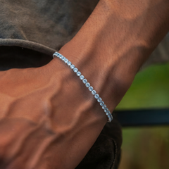 Blue Topaz Micro Tennis Bracelet in White Gold - 2mm