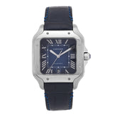 Stainless Steel Alligator 39.8mm Santos De Cartier Automatic Watch Blue