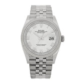 Stainless Steel 18K White Gold 36mm Oyster Perpetual Datejust Watch White Roman 126234