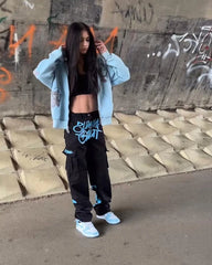 Minus Two Graff Cargo Pants Black/Baby Blue