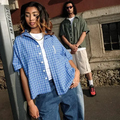 Mertra Plaid Short Sleeves Shirt Green
