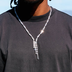 Diamond Mixed Stone Lariat in White Gold