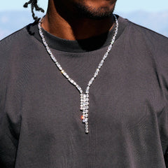 Diamond Mixed Stone Lariat in White Gold