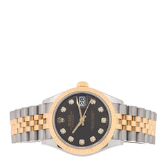 Stainless Steel 18K Yellow Gold Diamond 31mm Oyster Perpetual Datejust Watch Dark Grey 278273