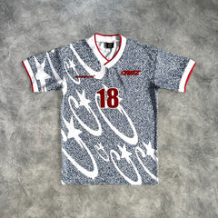 Corteiz V-Neck Football Jersey White/Blue