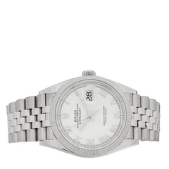 Stainless Steel 18K White Gold 36mm Oyster Perpetual Datejust Watch White Roman 126234