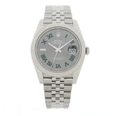 Stainless Steel 18K White Gold 41mm Oyster Perpetual Wimbledon Datejust Watch Slate 126334