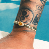 Iced Canary Oval Cuff Bracelet in Yellow Gold - 3mm