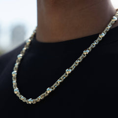 Iced Plain Multi Size Ball Chain in Yellow Gold