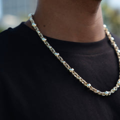Iced Plain Multi Size Ball Chain in Yellow Gold