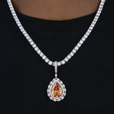 Iced Teardrop Rock Pendant in White Gold