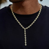 Iced Valentina Lariat Necklace in Yellow Gold