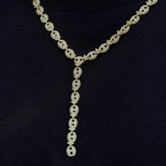 Iced Valentina Lariat Necklace in Yellow Gold