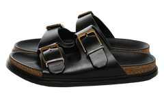 Buckle Slide Sandals WMNS Black F1813 L822 BLK