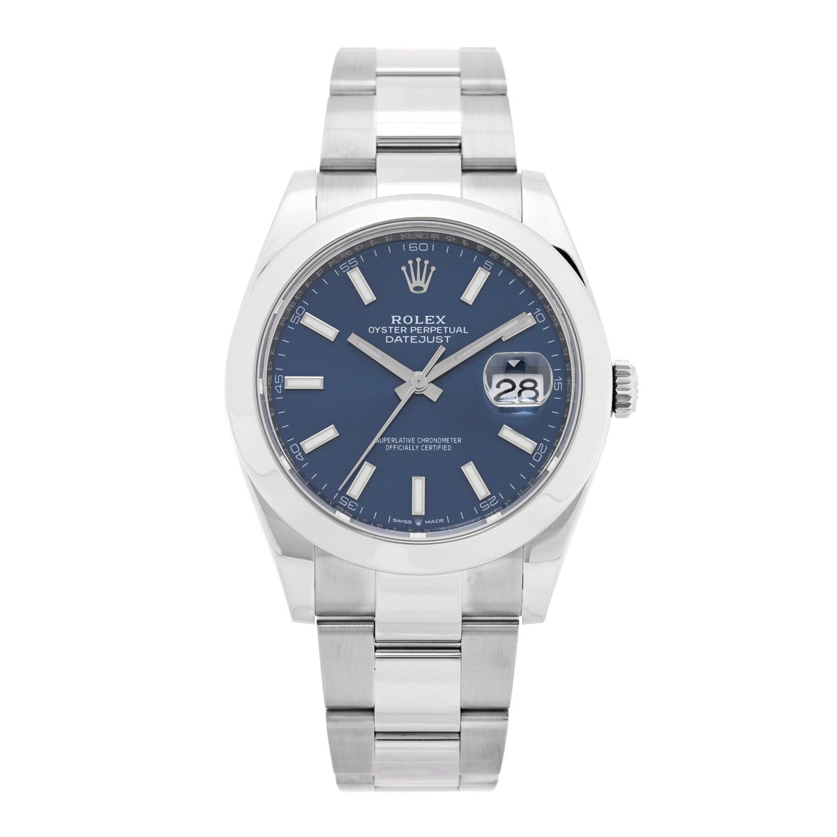 Stainless Steel 41mm Oyster Perpetual Datejust Watch Blue 126300