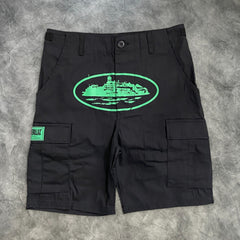 Corteiz Guerilla Cargo Shorts Black/Green