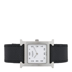 Stainless Steel Epsom 26mm Heure H Hour Quartz Watch Noir