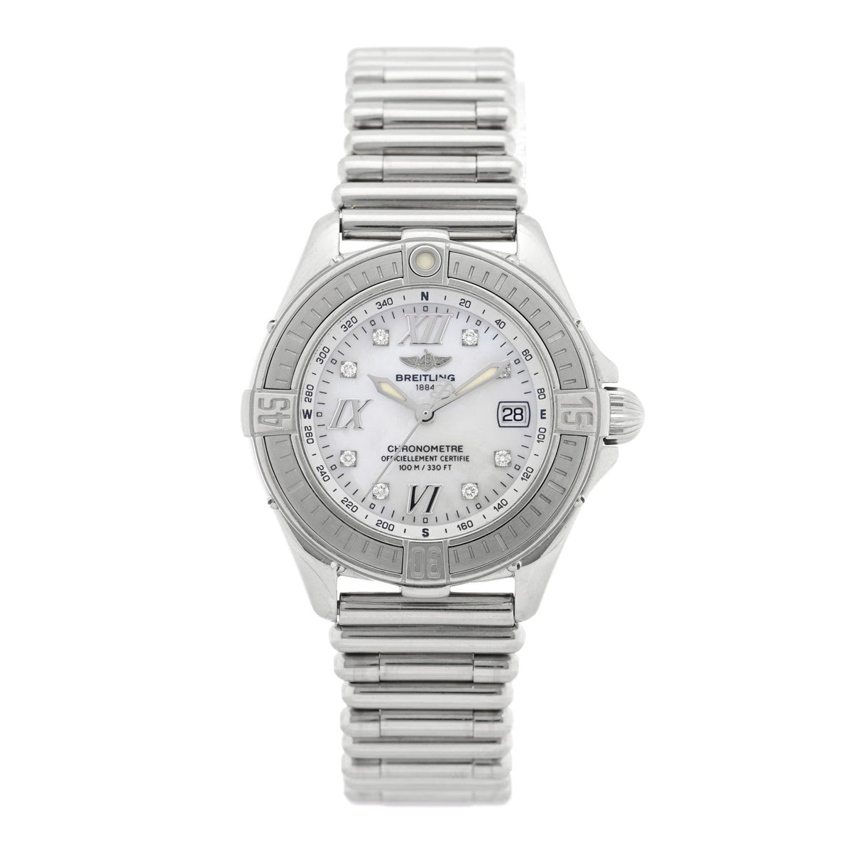 Stainless Steel Diamond Mother of Pearl 32mm Lady Cockpit Quartz Watch A71365