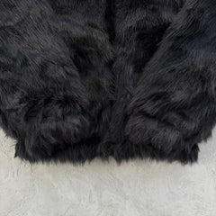 Faux fur hooded jacket-black