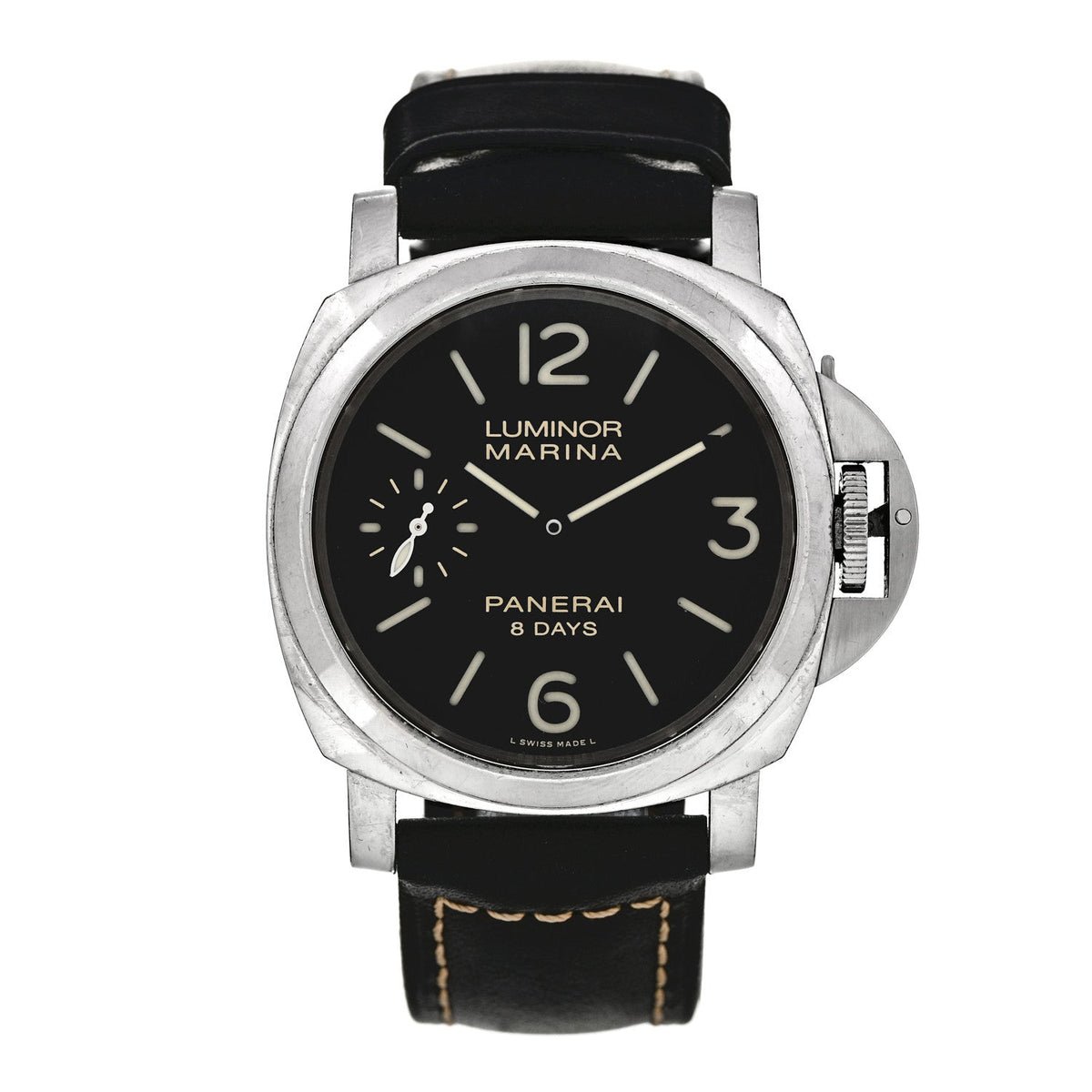 Stainless Steel Calfskin 44mm Luminor Marina Manual Winding Watch Black PAM00510