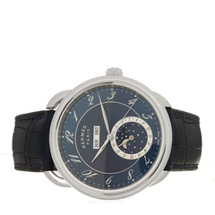 Stainless Steel Alligator 43mm Arceau Grande Lune Automatic Watch Bleu Abysse