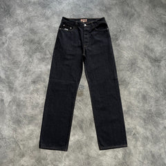 Corteiz Chainstitch Denim Baggy Jeans Washed Black