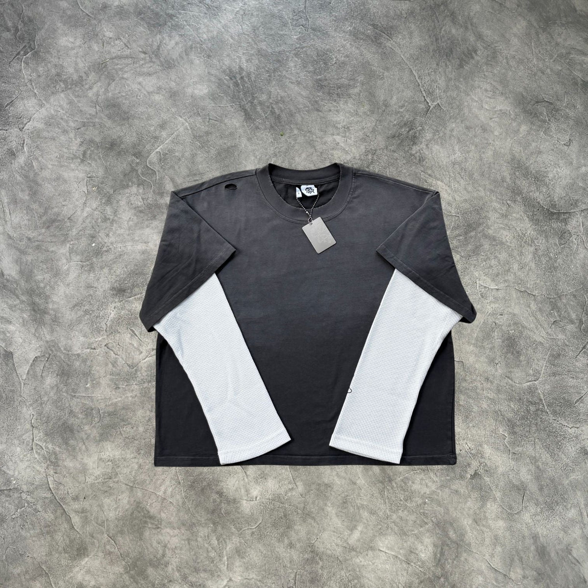 Mertra Fake Two Piece Long Sleeves T-Shirt Grey