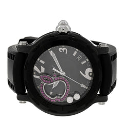 Stainless Steel Rubber Diamond Pink Sapphire 38mm Happy Sport Apple Quartz Watch Black