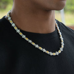 Iced Canary Star Oval Chain in White Gold - 12MM