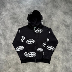 Corteiz Clouds Zip-Up Tracksuit Black
