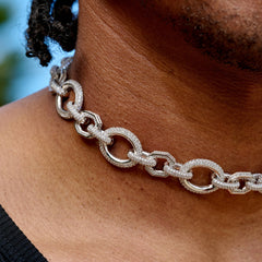 Iced Loop Infinity Adjustable Chain in White Gold - 18mm