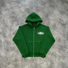 Corteiz Crtz Zip-Up Hoodie Dark Green