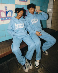 Broken Planet Letters Sweatpants Baby Blue