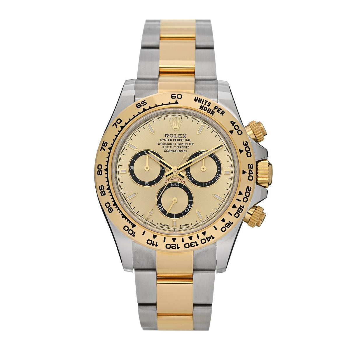 Stainless Steel 18K Yellow Gold 40mm Oyster Perpetual Cosmograph Daytona Watch Champagne 126503